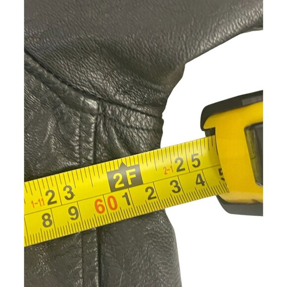 Vintage Mens Motorcycle Biker Leather Jacket cafe Size L Black Full Zip 90s - Picture 5 of 7